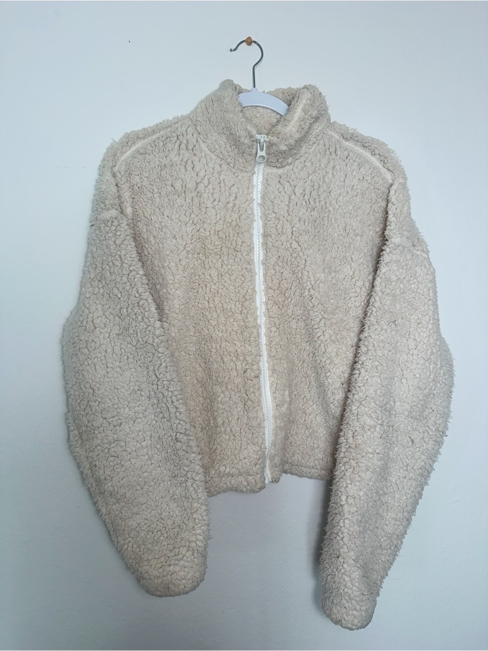 Garage Women's Cream Teddy Sherpa Zip Jacket